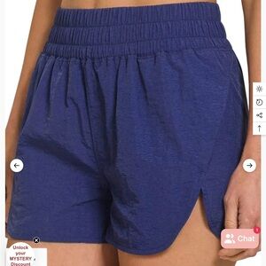 Zenana Outfitters Navy Smocked Waist Windbreaker Athletic Shorts